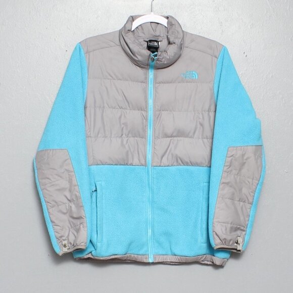 The north face Denali fleece puffer gray blue full zip jacket - Picture 1 of 8